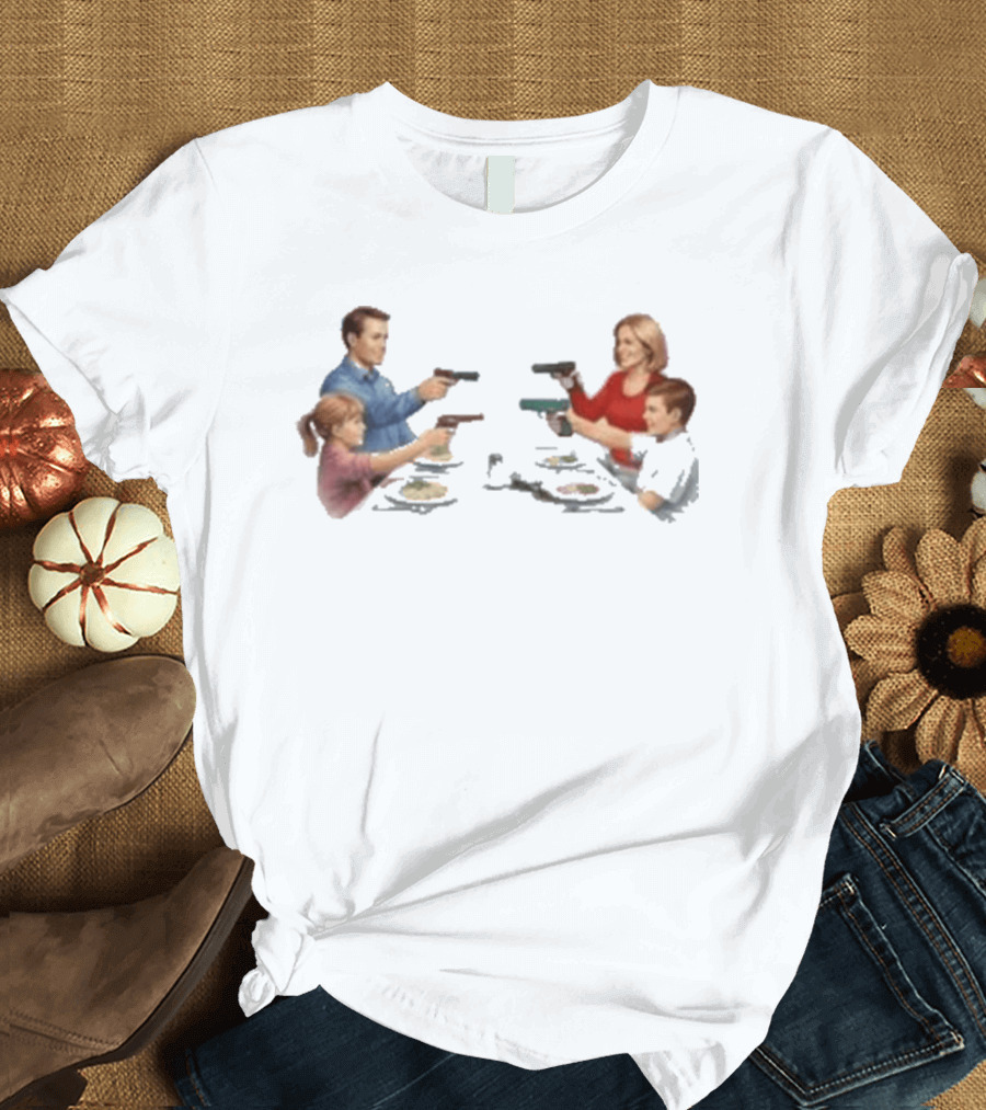 Bloody Sunday Last Supper Family At Dinner Table With Guns T-Shirt