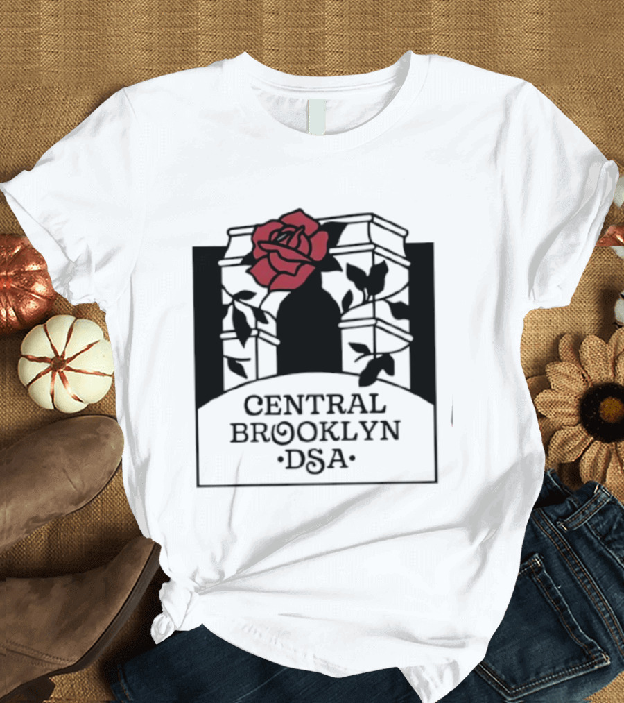 Central Brooklyn DSA Red Rose And Arch T-Shirt