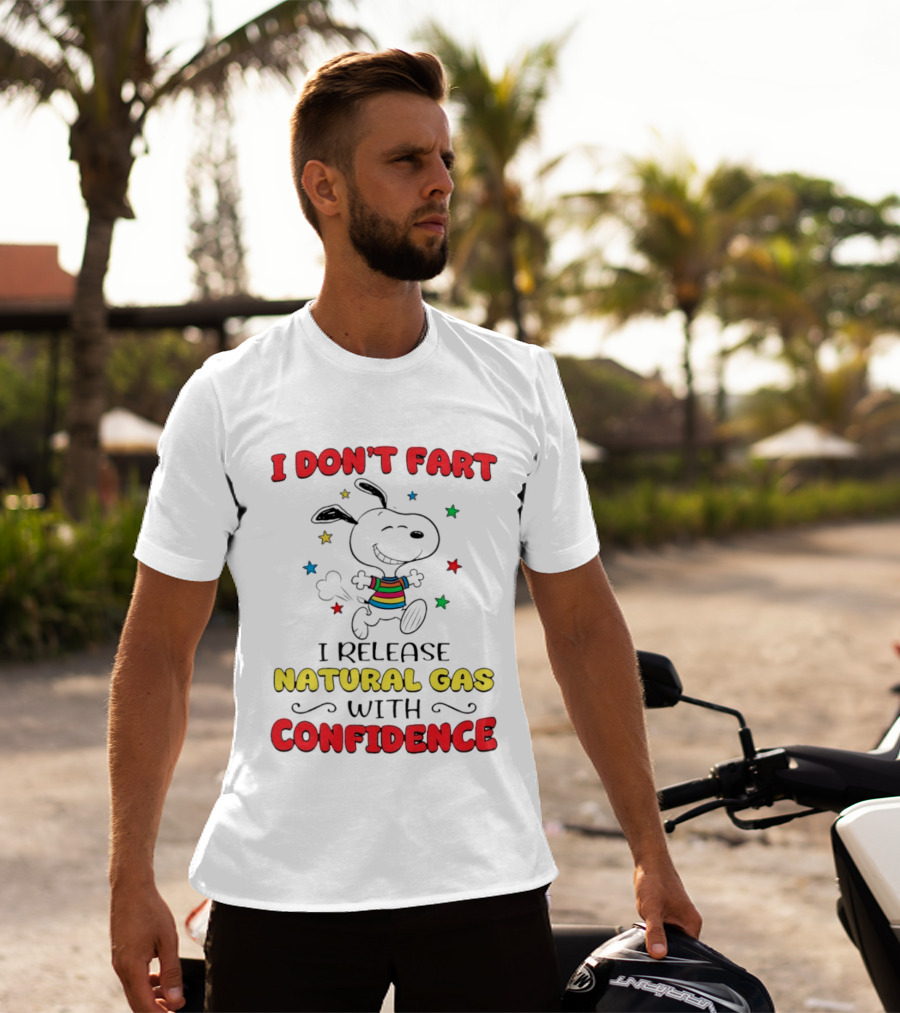 Playful Dog Cartoon I Don't Fart I Release Natural Gas With Confidence T-Shirt
