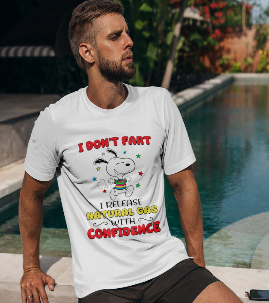 Playful Dog Cartoon I Don't Fart I Release Natural Gas With Confidence T-Shirt