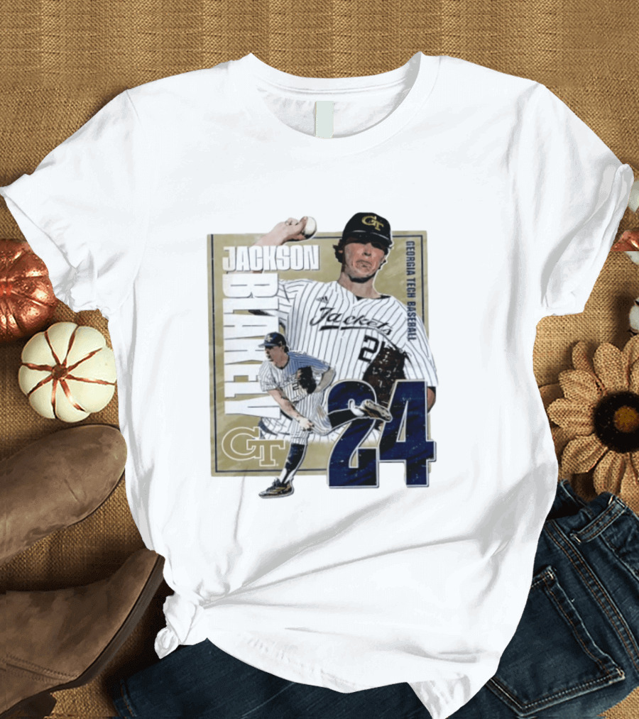 Jackson Blakely Georgia Tech Baseball GT 24 Player Student Athlete T-Shirt