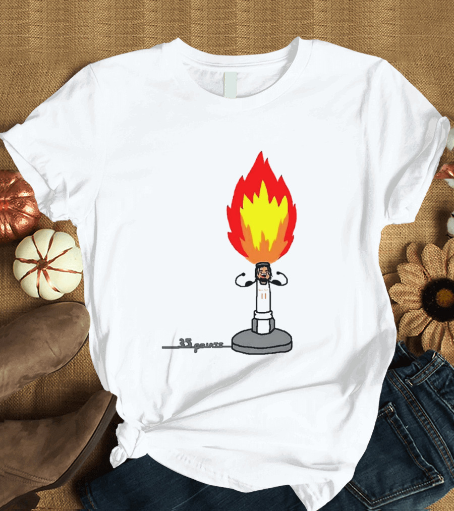 New York Knicks Jalen Brunson 35 Points It's Lit Flame T-Shirt