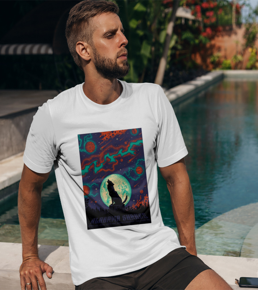 Alabama Shakes Apr 25 2026 Red Hat Amphitheater Raleigh NC Wolf Moon Cosmic Scene T-Shirt