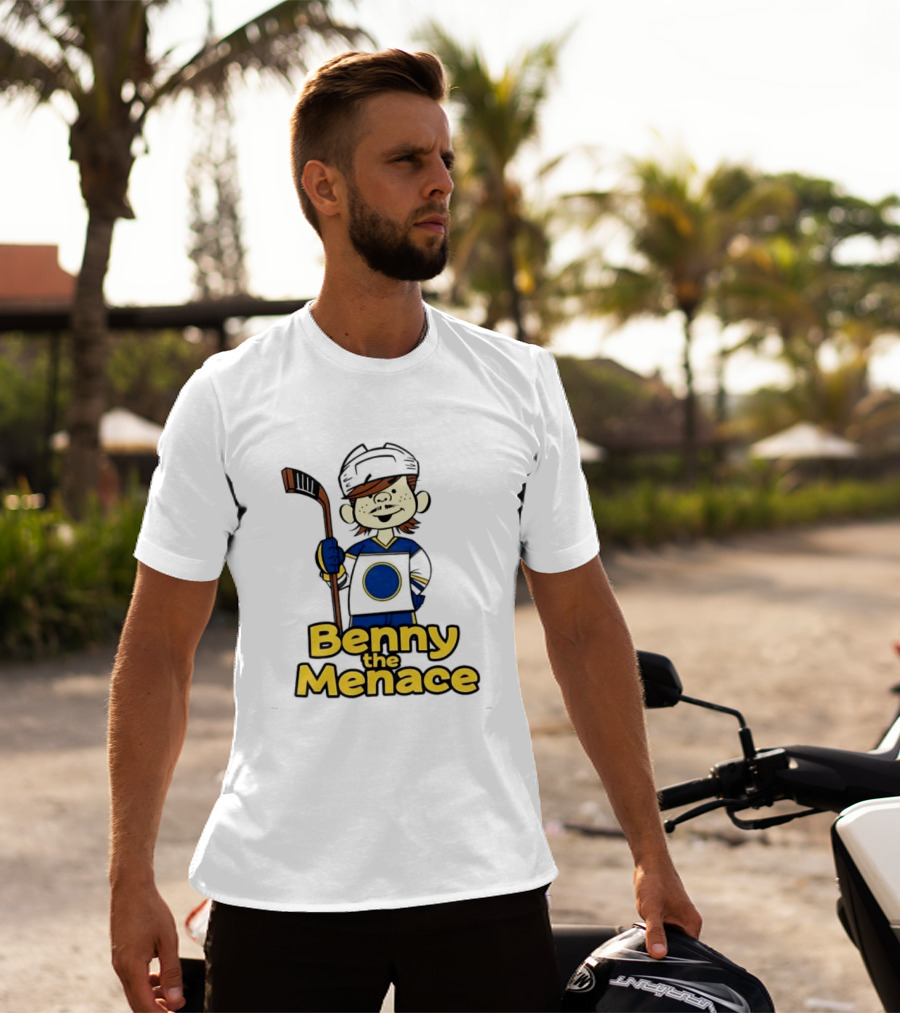Zach Benson Benny The Menace Sabres Hockey Player Cartoon T-Shirt