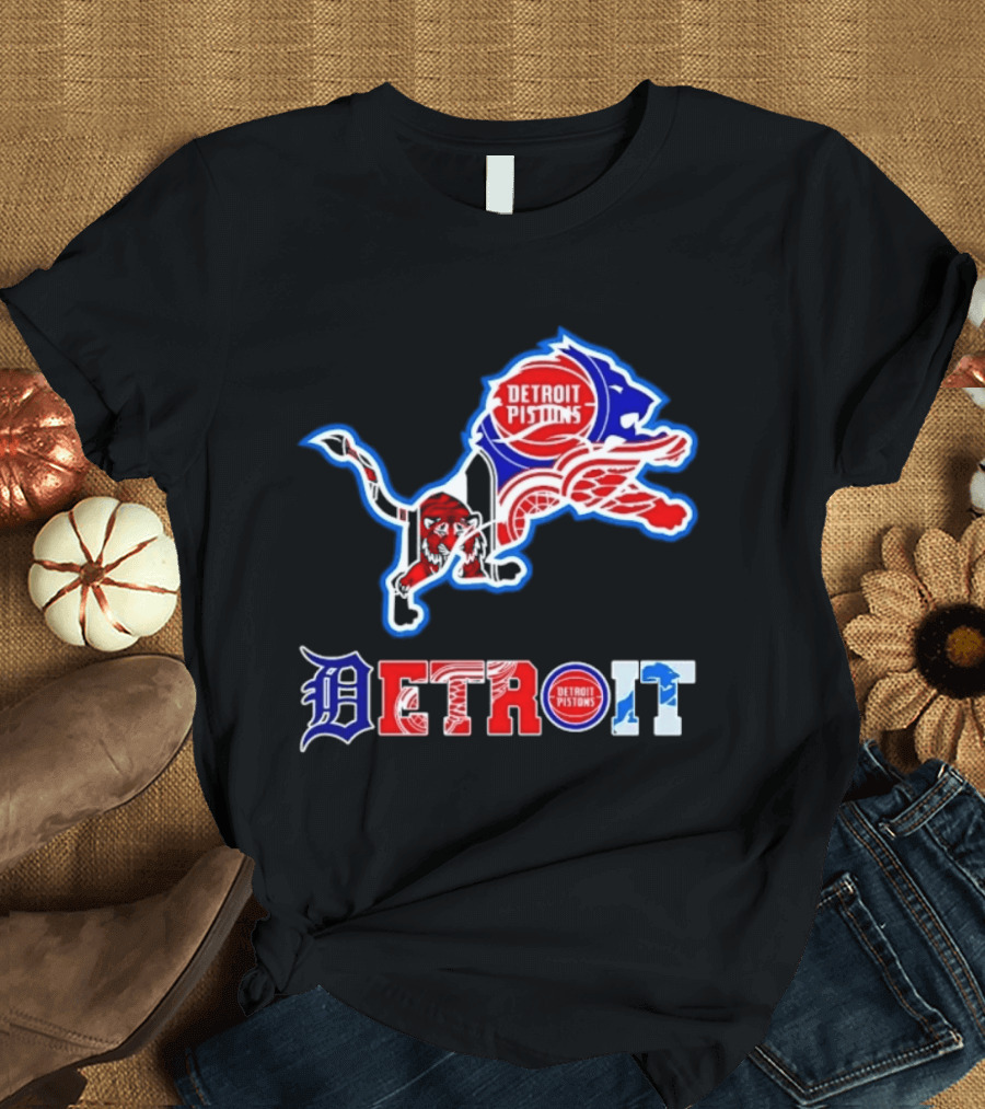 Detroit Lions Pistons Tigers Red Wings Sports Team Mashup T-Shirt