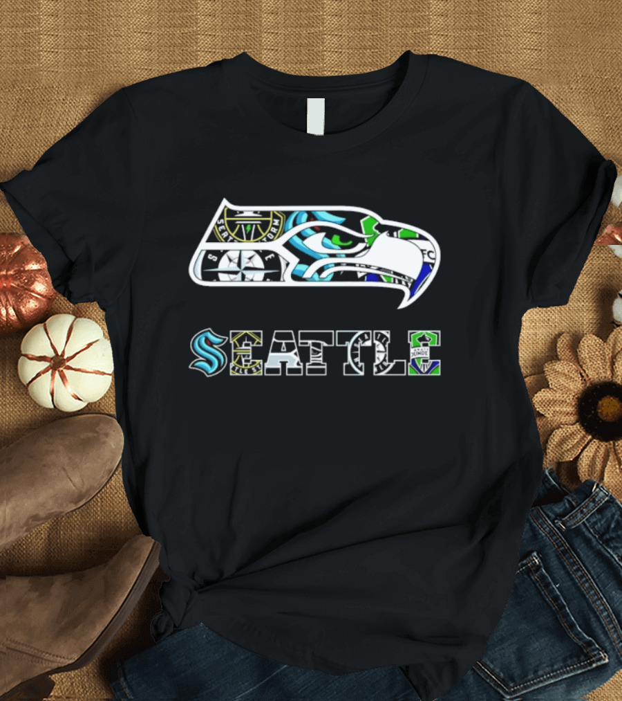 Seattle Sports Team Iconic Symbols Mashup T-Shirt