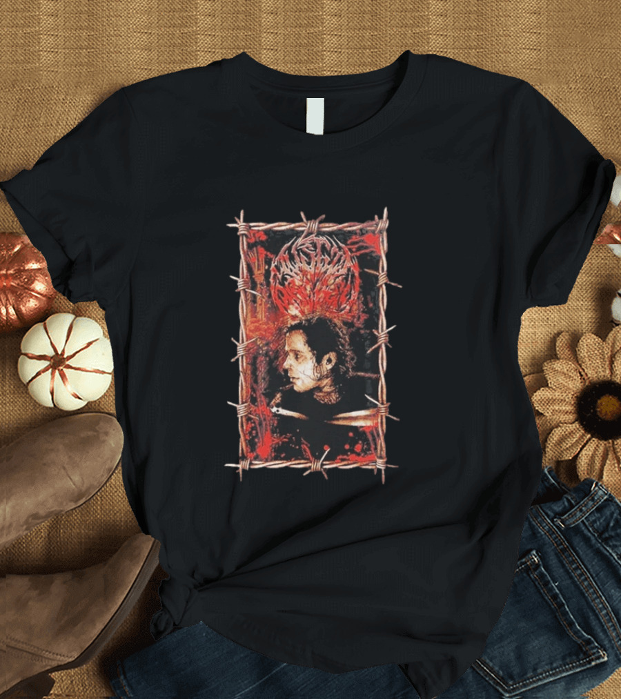 Austin Archey Barbed Wire Frame Art With Red Crown T-Shirt