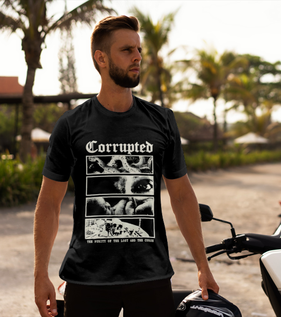 Corrupted The Purity Of The Lost And The Curse Eerie Monochrome Eye Panels T-Shirt