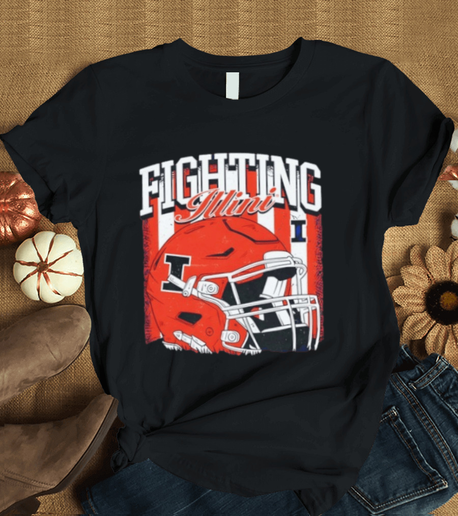 Fighting Illini NCAA Football Illinois Helmet T-Shirt