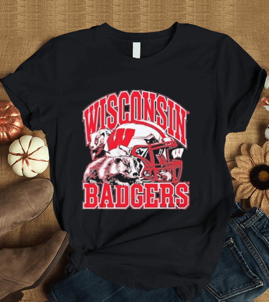 Wisconsin Badgers Football Helmet NCAA Team Pride T-Shirt