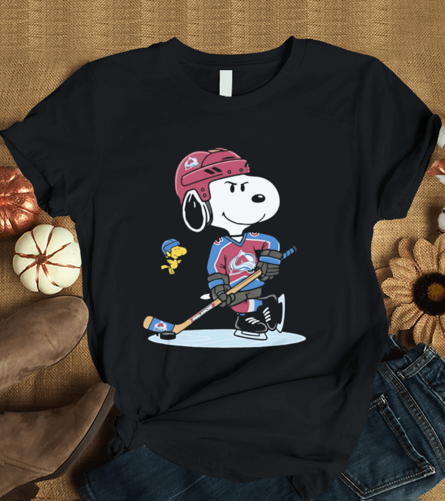 Snoopy Woodstock Colorado Avalanche NHL Hockey Peanuts Collaboration T-Shirt