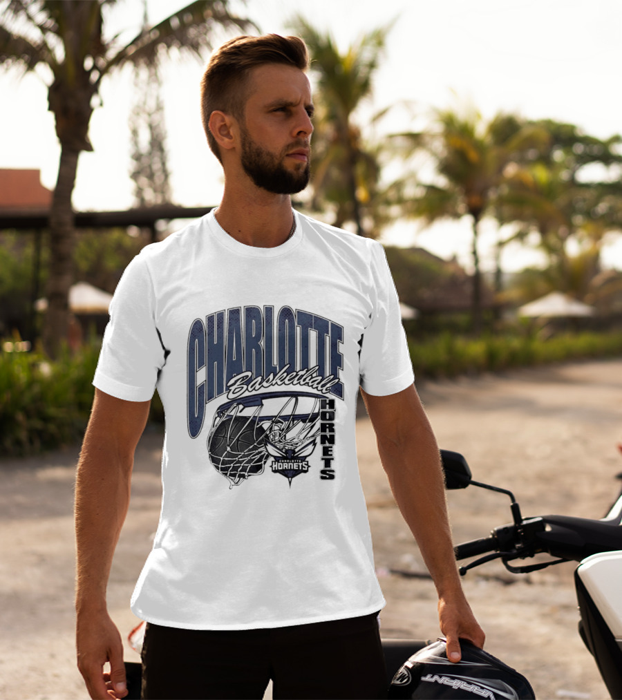 Charlotte Hornets Basketball Script Swish Iconic NBA Team T-Shirt