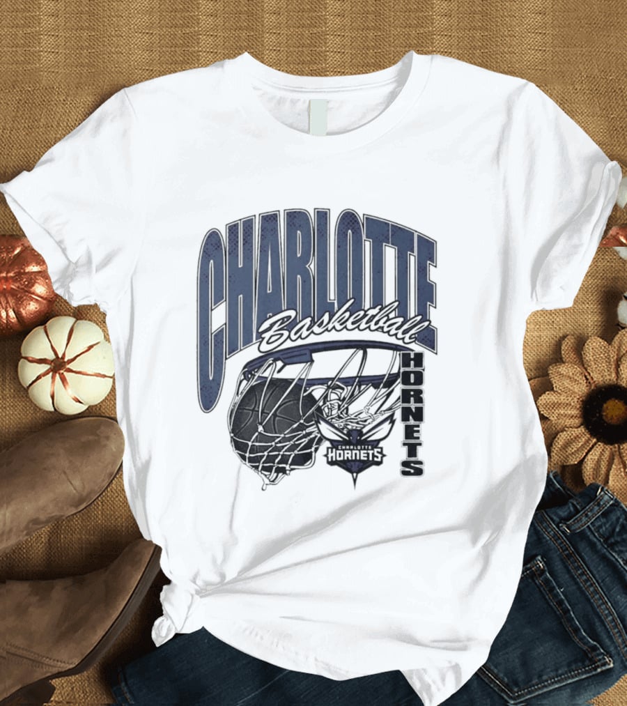 Charlotte Hornets Basketball Script Swish Iconic NBA Team T-Shirt