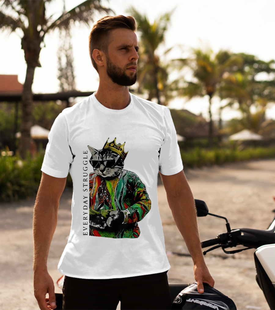 Everyday Struggle Notorious B.I.G Cat Meme Crown Sunglasses T-Shirt