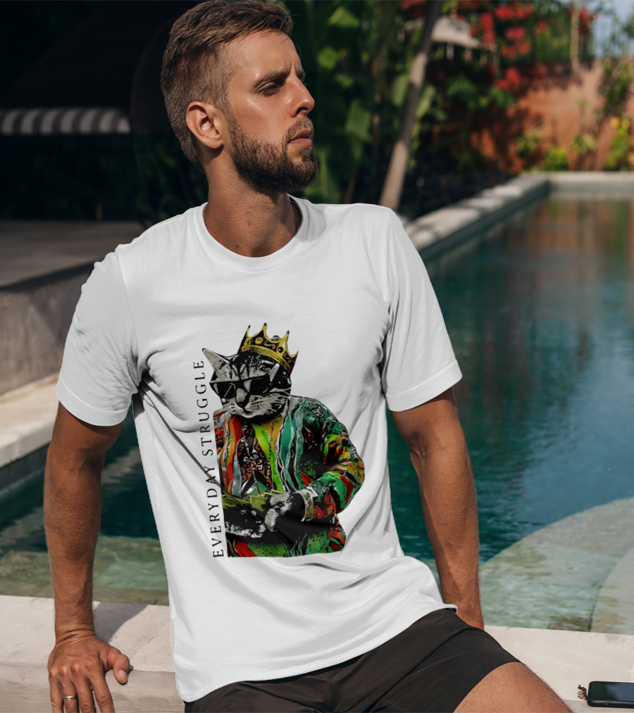 Everyday Struggle Notorious B.I.G Cat Meme Crown Sunglasses T-Shirt