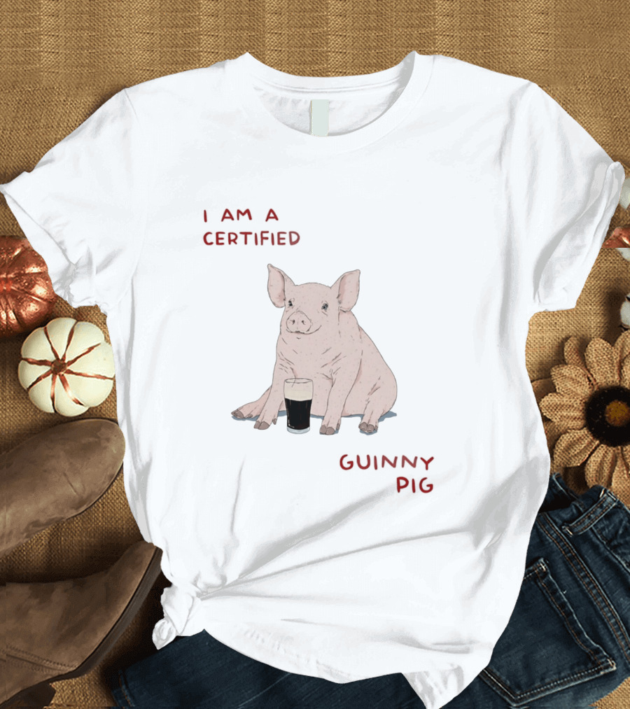 I Am Certified Guinny Pig With Beer Glass T-Shirt