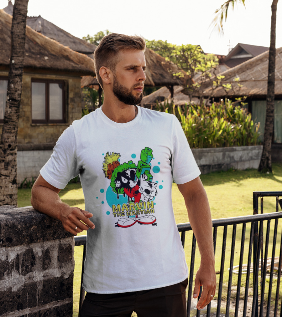 Marvin The Martian Retro Cartoon Character With Ray Gun T-Shirt