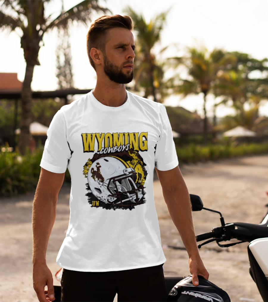 Wyoming Cowboys UW Football Helmet NCAA T-Shirt