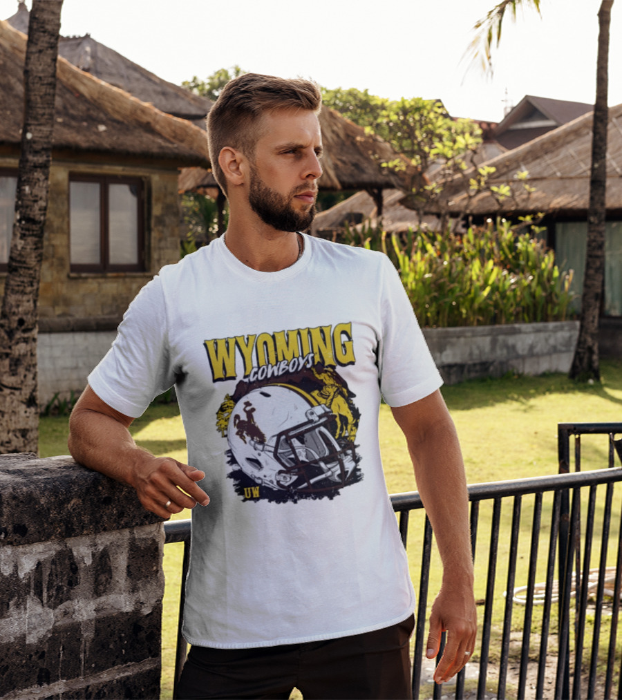 Wyoming Cowboys UW Football Helmet NCAA T-Shirt