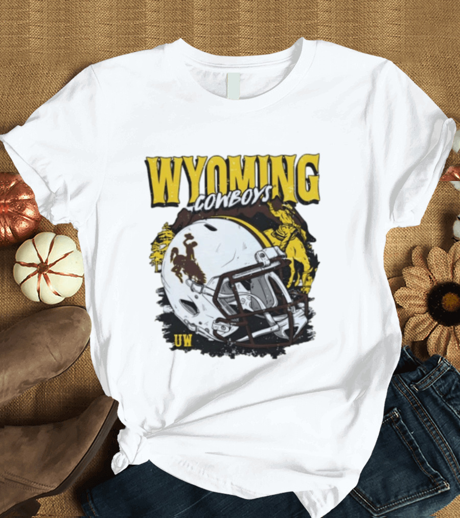 Wyoming Cowboys UW Football Helmet NCAA T-Shirt