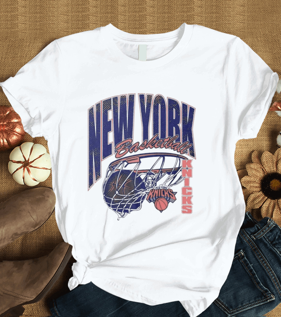 New York Basketball Knicks Net And Ball Swish T-Shirt
