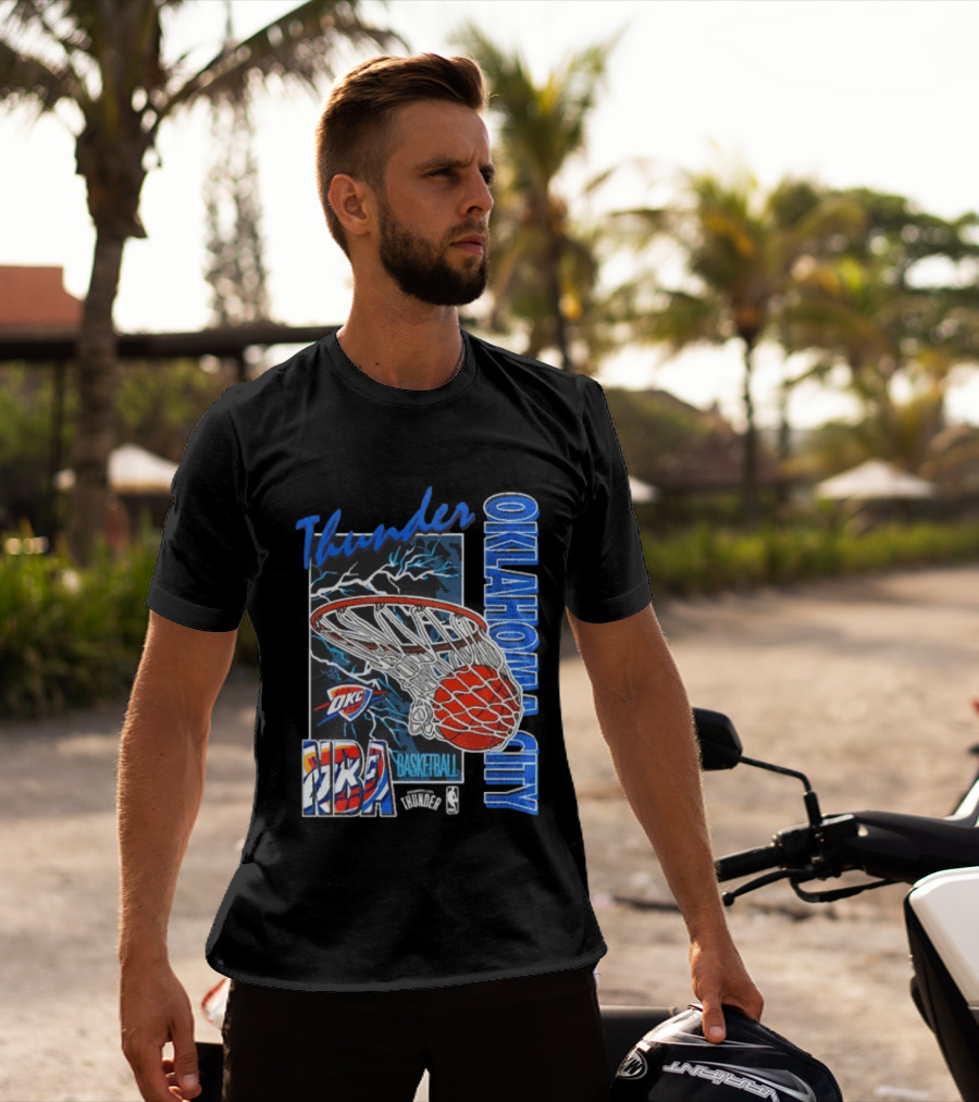 Oklahoma City Thunder NBA Basketball Net Lightning OKC T-Shirt