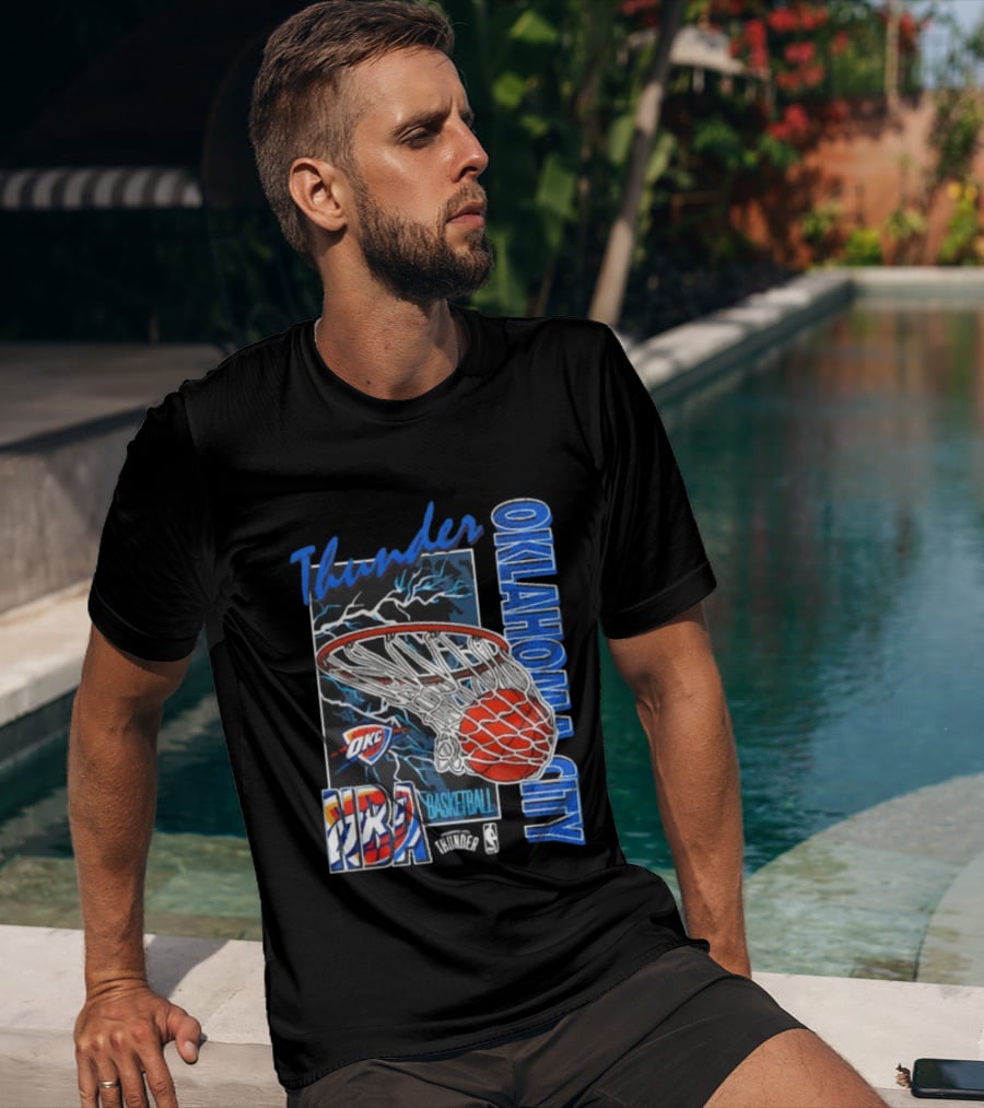 Oklahoma City Thunder NBA Basketball Net Lightning OKC T-Shirt