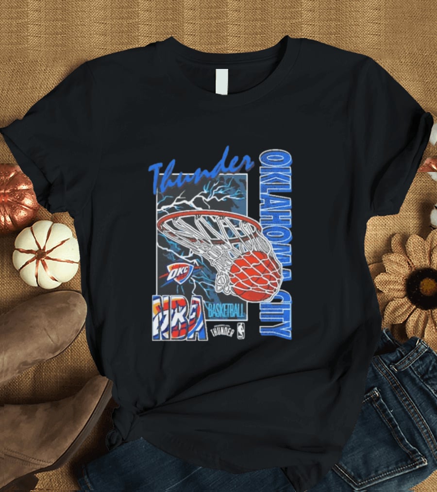 Oklahoma City Thunder NBA Basketball Net Lightning OKC T-Shirt