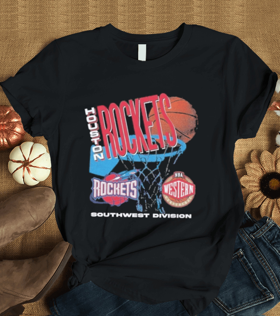 Houston Rockets Southwest Division NBA Western Hardwood Classics 90s Basketball Team T-Shirt