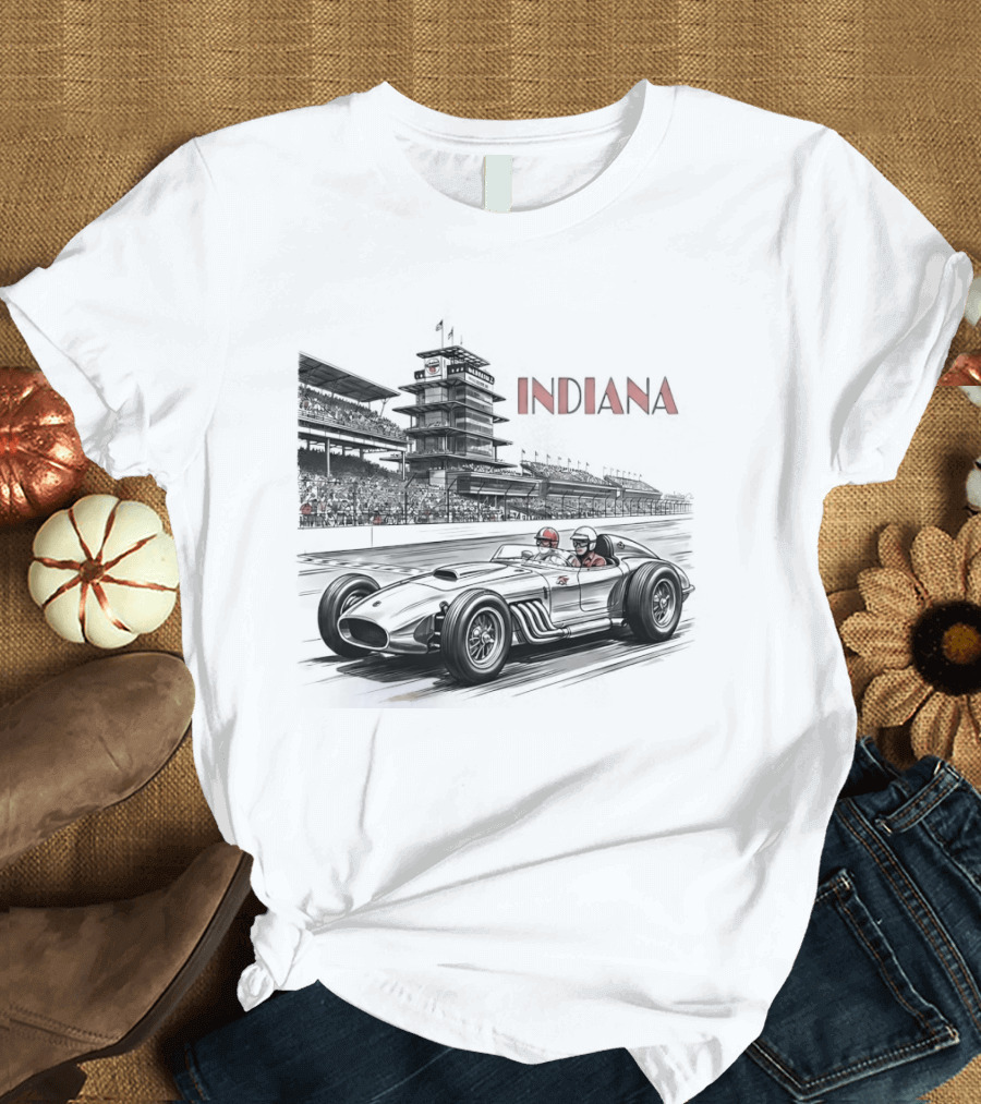 Indiana Indianapolis Motor Speedway Indy 500 Racing Car T-Shirt