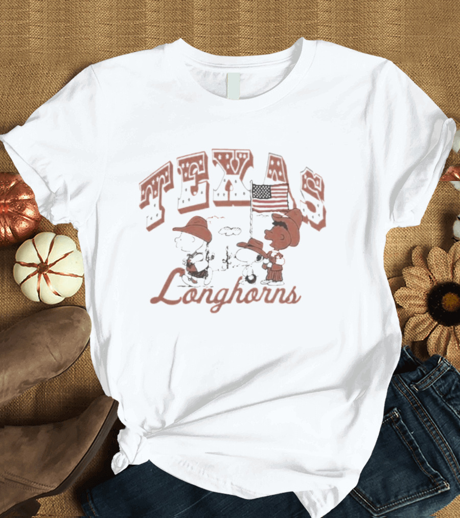 Peanuts Texas Longhorns Charlie Brown Snoopy Baseball Tex Mex T-Shirt