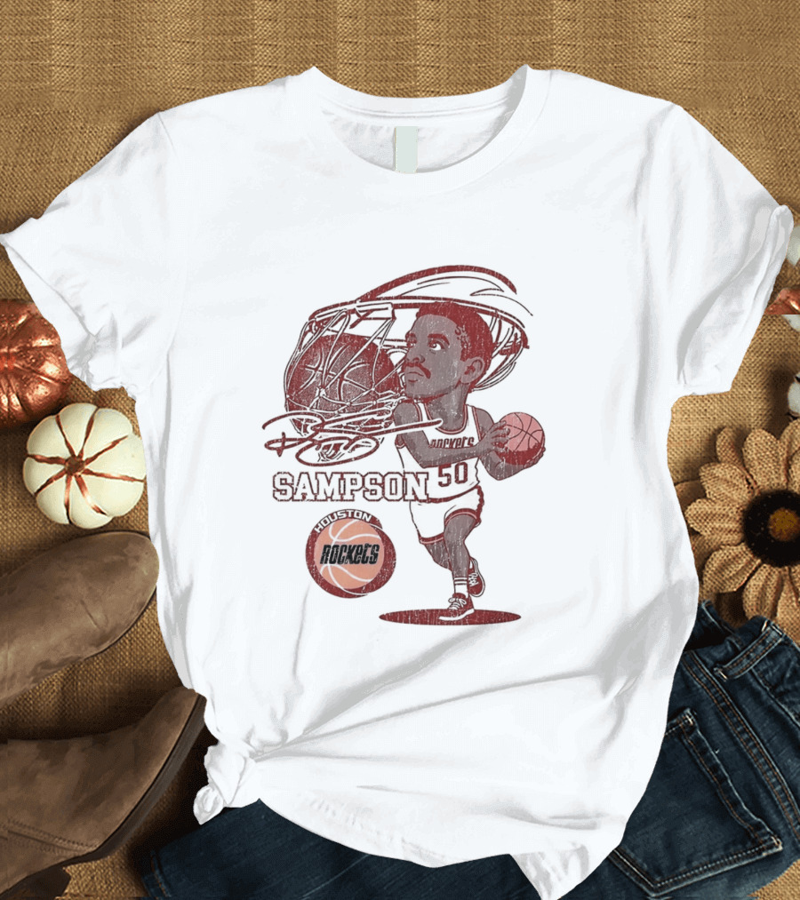 Ralph Sampson Houston Rockets NBA Caricature Basketball Player T-Shirt