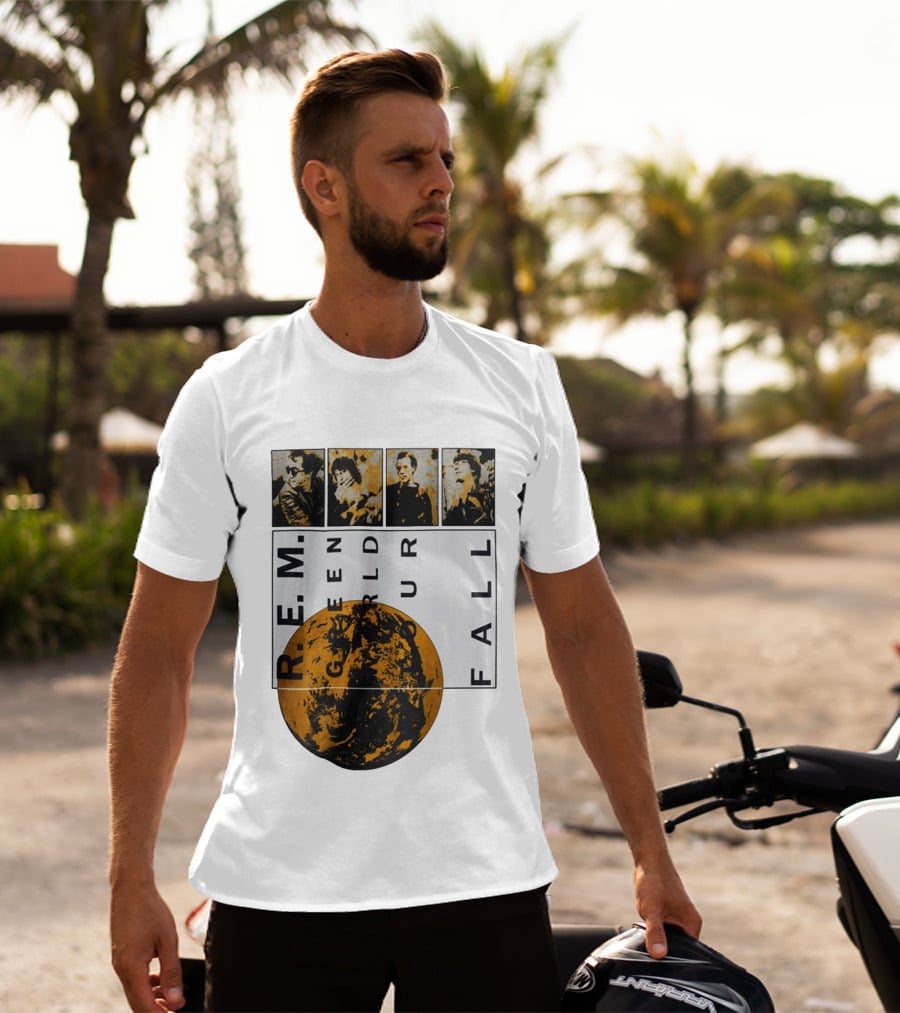 R.E.M. 1989 Green World Tour Fall Vintage Planet Band Photography T-Shirt