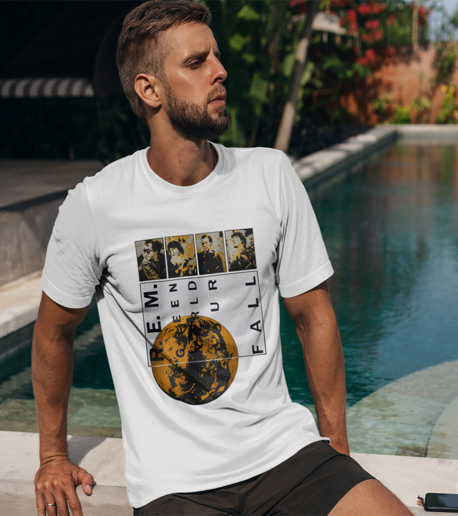 R.E.M. 1989 Green World Tour Fall Vintage Planet Band Photography T-Shirt