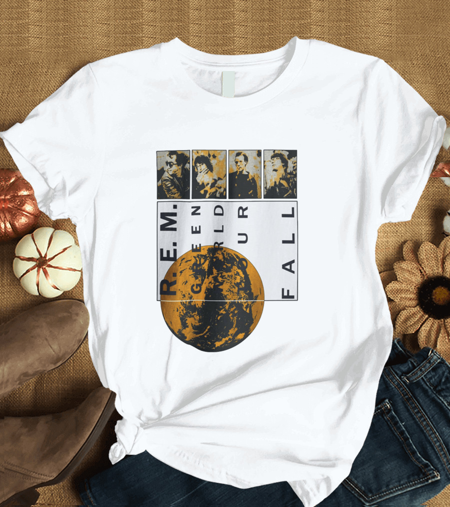 R.E.M. 1989 Green World Tour Fall Vintage Planet Band Photography T-Shirt