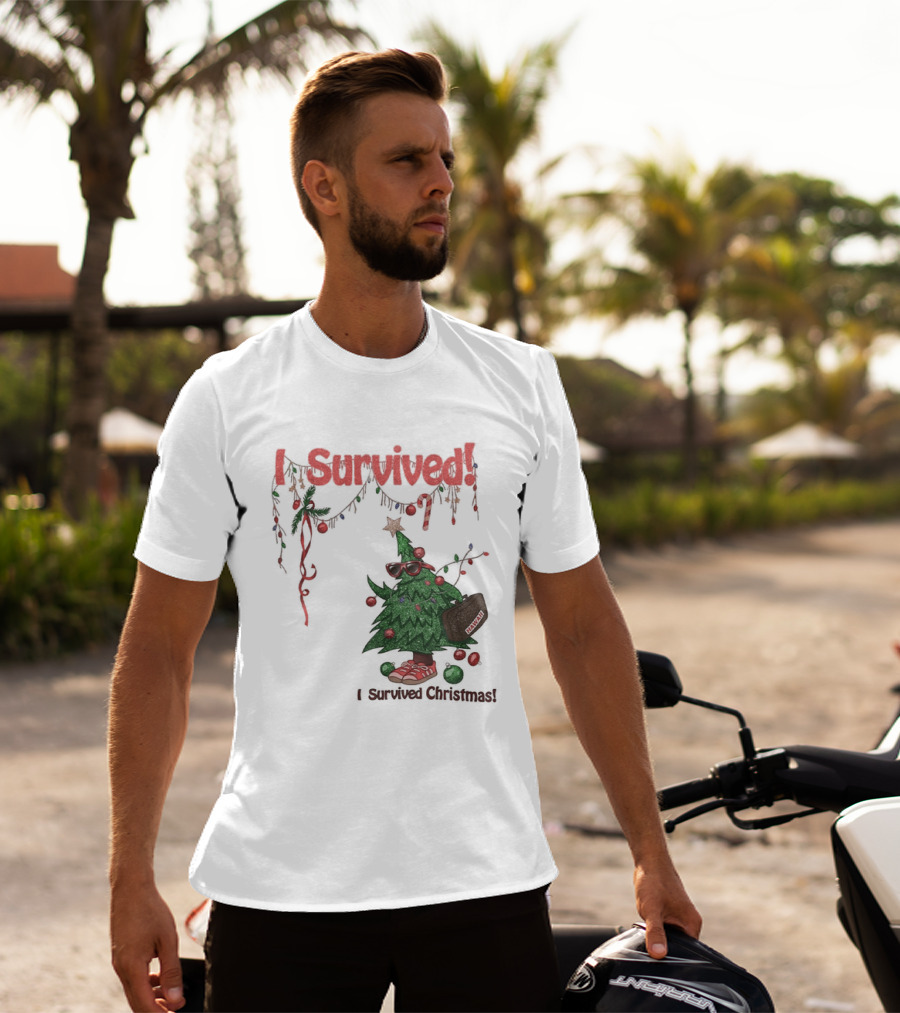 I Survived Christmas Funny Holiday Tree Celebration T-Shirt