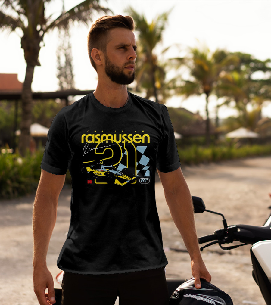 Christian Rasmussen 21 Splenda Chevrolet Racing ECR Flag Denmark T-Shirt
