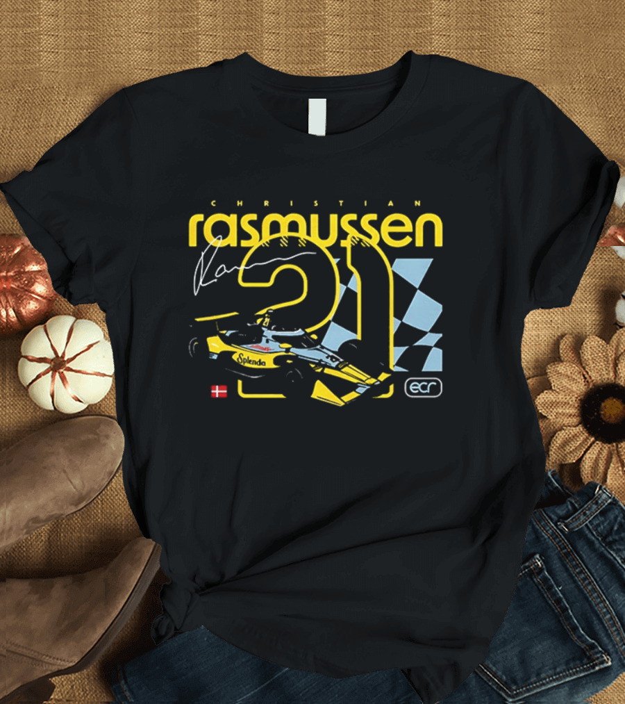 Christian Rasmussen 21 Splenda Chevrolet Racing ECR Flag Denmark T-Shirt