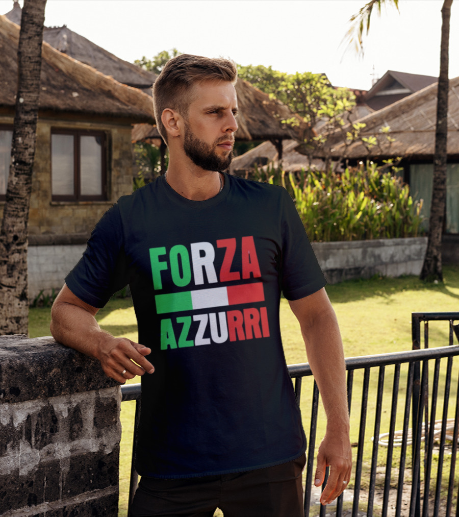 Forza Azzurri Italy Italian Flag Supporters T-Shirt