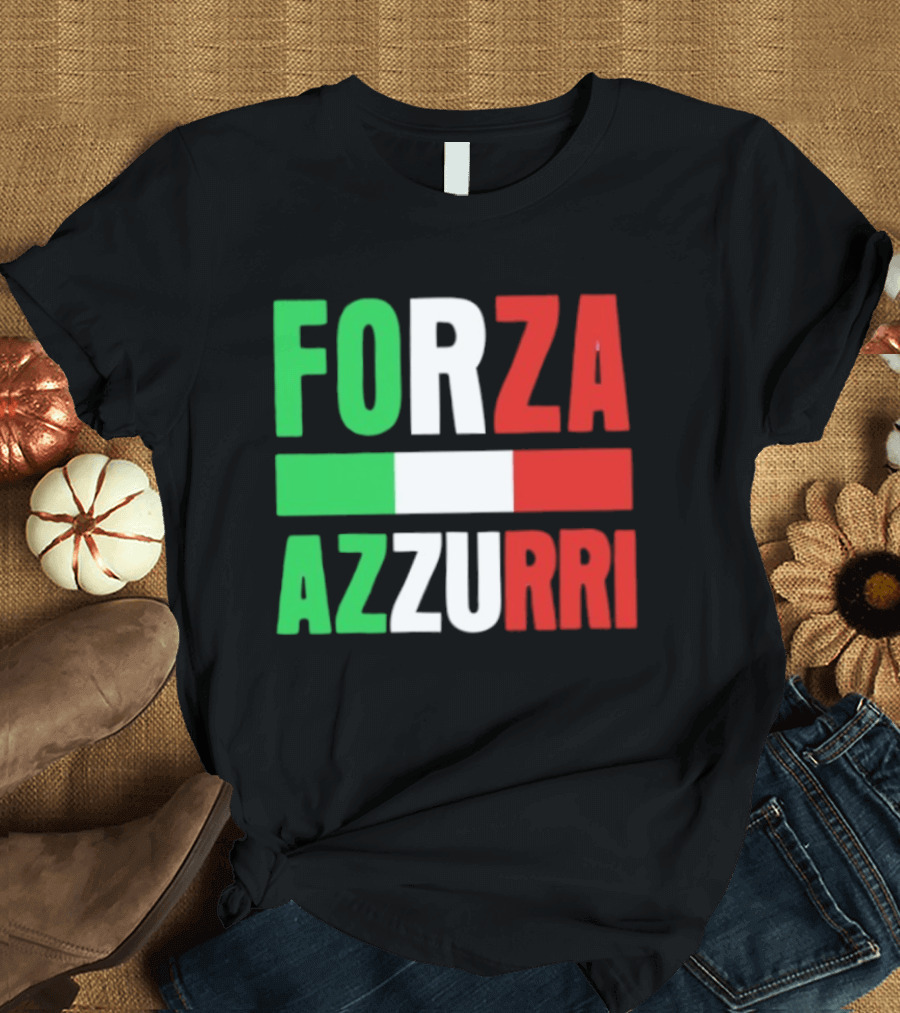 Forza Azzurri Italy Italian Flag Supporters T-Shirt