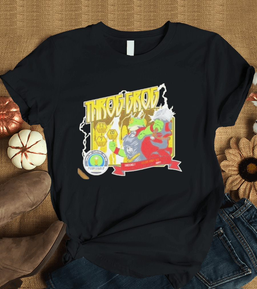 Throg Grog Puddle Gulp Superhero Frog Lightning Hammer Comic T-Shirt