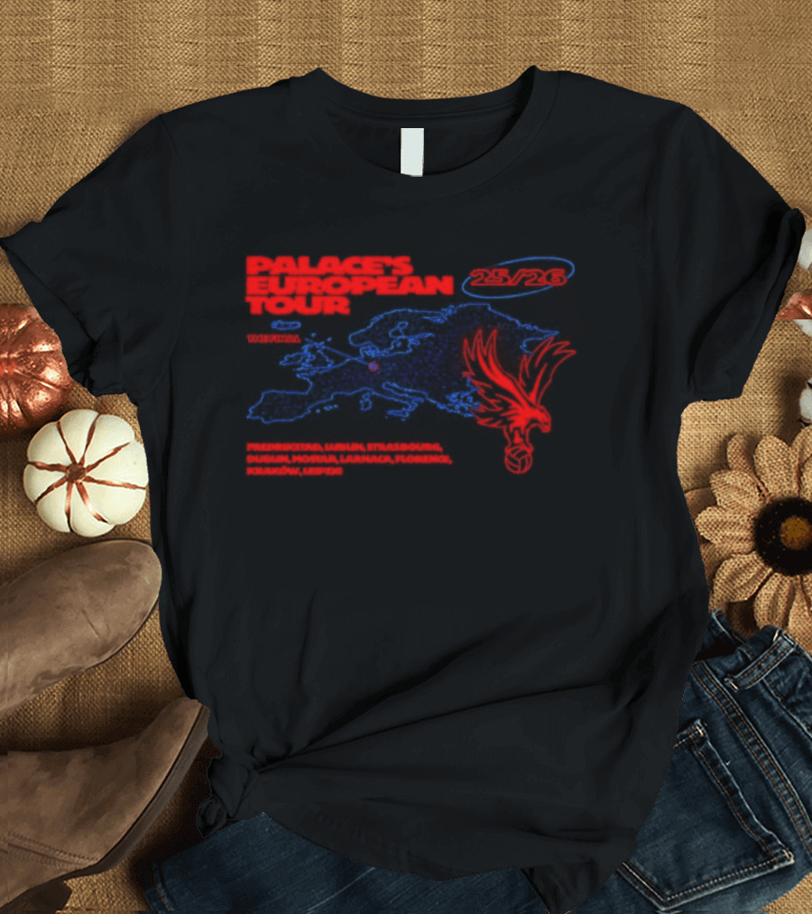 Crystal Palace European Tour 25 26 The Final Football Club Badge Winged Lion T-Shirt