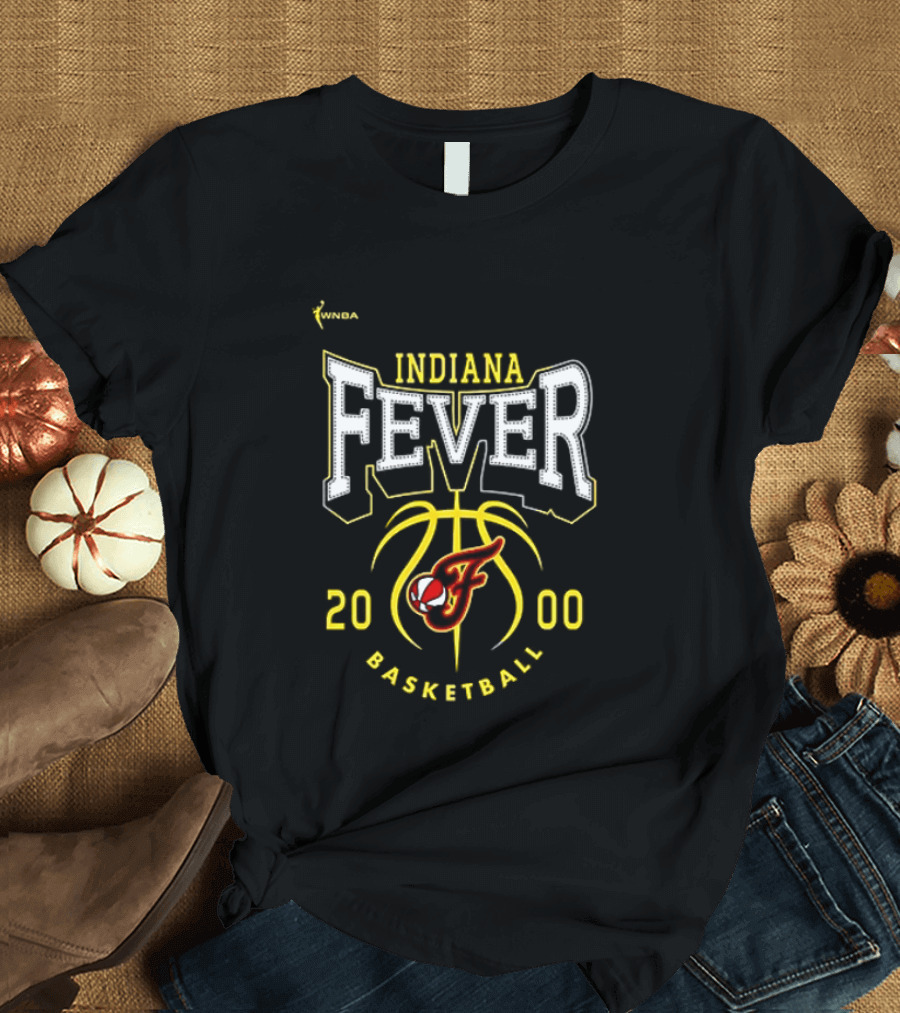 Indiana Fever Basketball 2000 Team Logo Yellow And Red T-Shirt