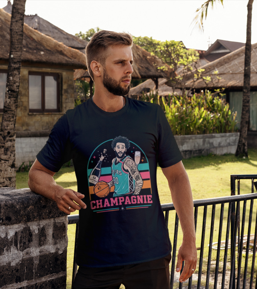 Champagnie Spurs Basketball Number 30 With Champagne Celebration T-Shirt