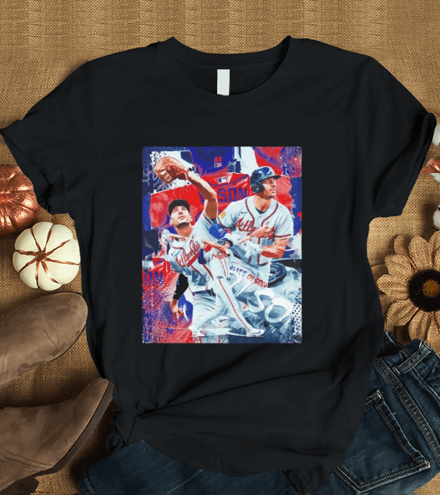 Matt Olson Atlanta Braves Baseball Action Collage T-Shirt