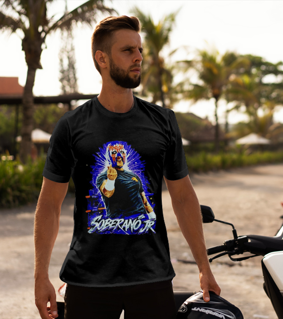 Soberano Jr Mexican Luchador Mask And Pose T-Shirt