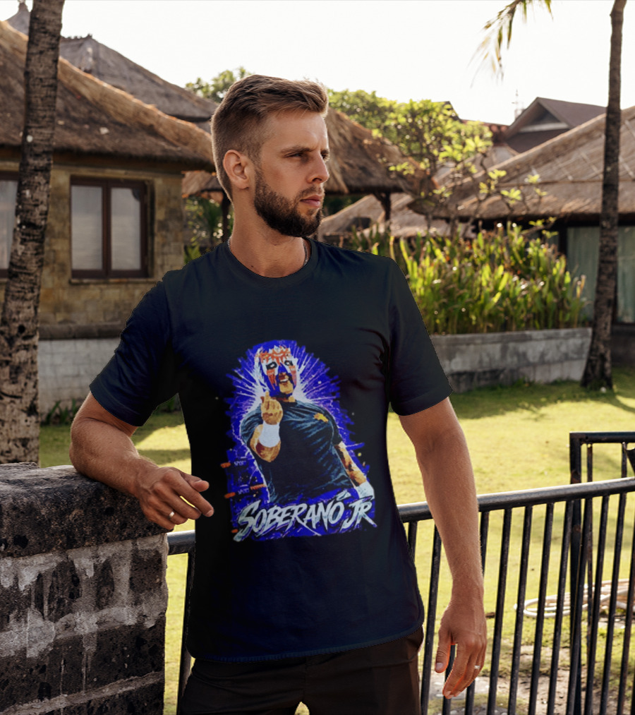 Soberano Jr Mexican Luchador Mask And Pose T-Shirt