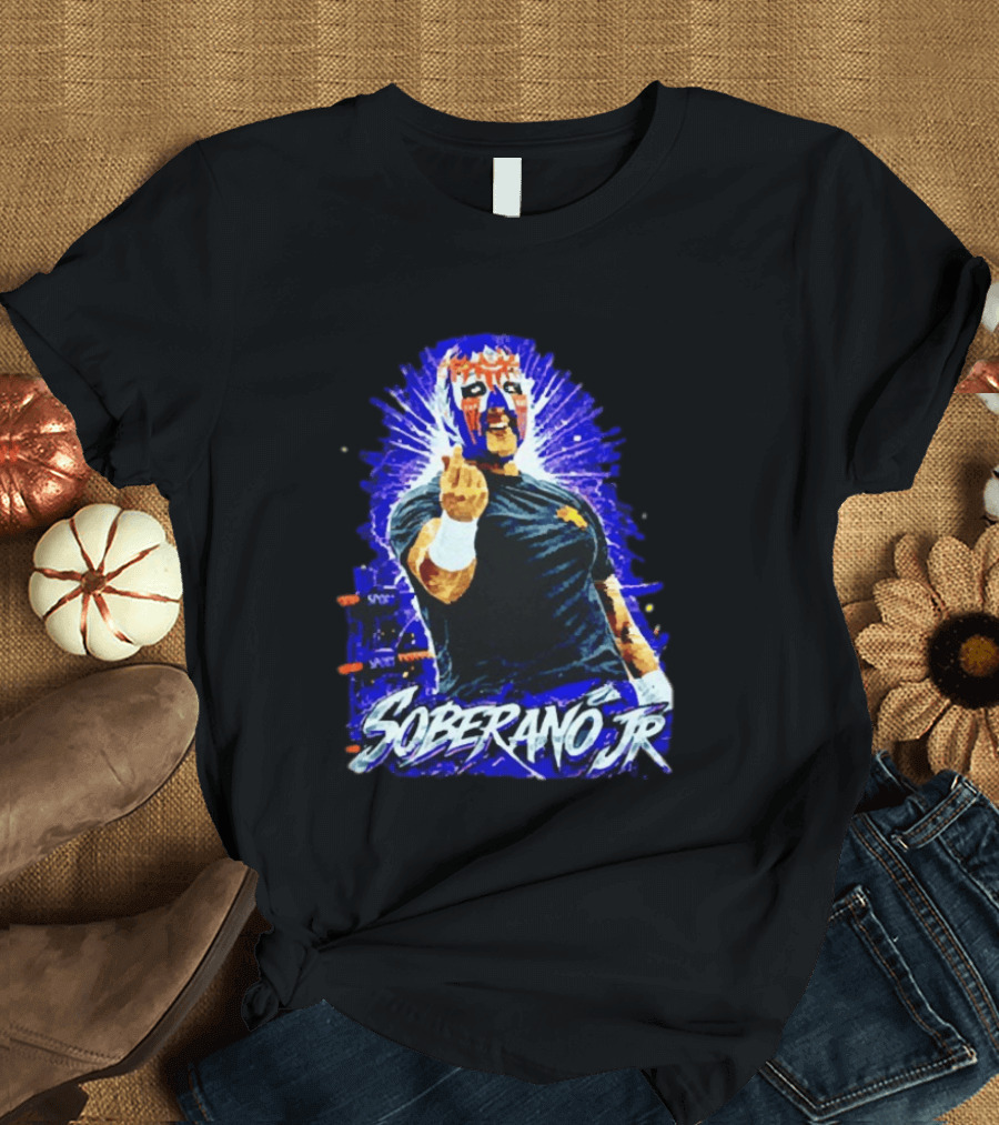 Soberano Jr Mexican Luchador Mask And Pose T-Shirt