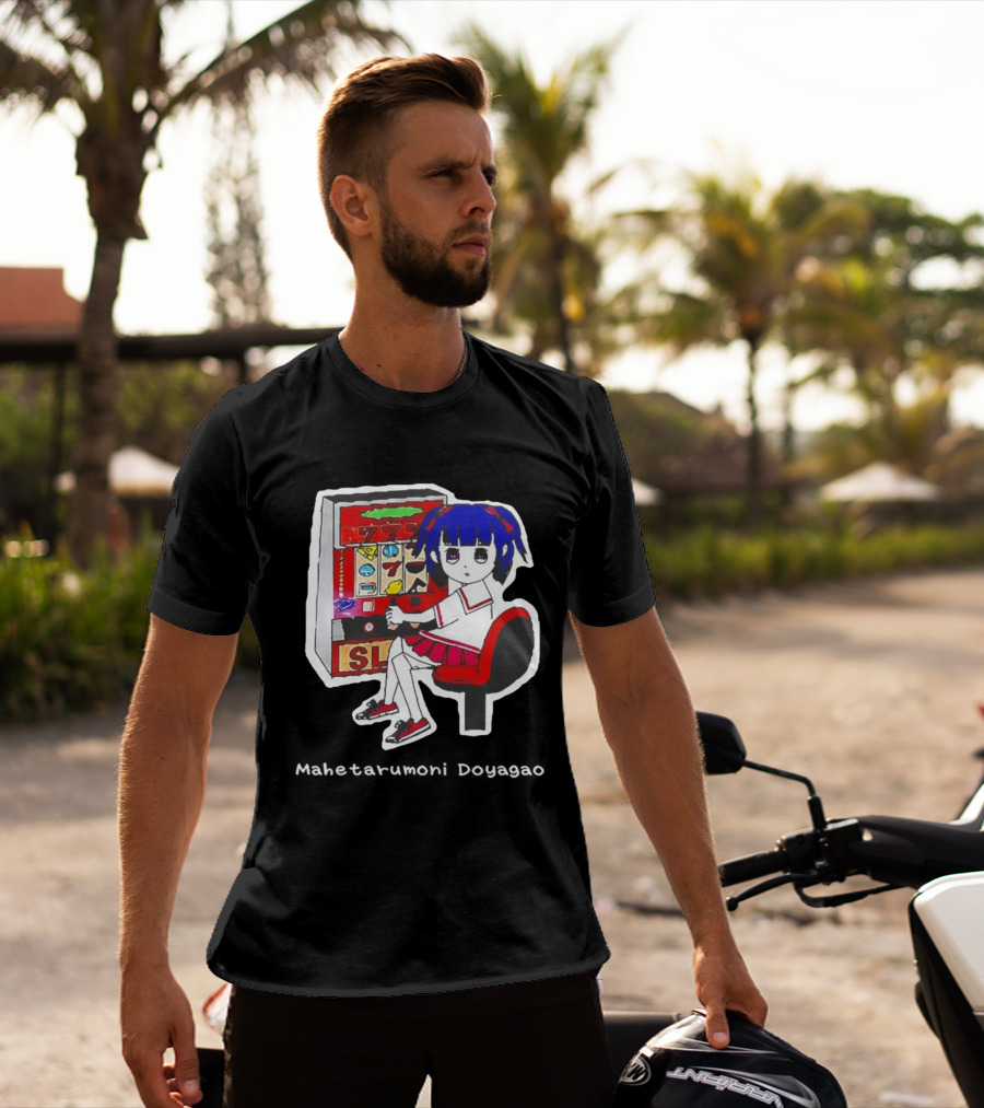 Production Jinrikisha Mahetarumoni Doyagao Anime Girl Slot Machine Seven Seven Seven T-Shirt