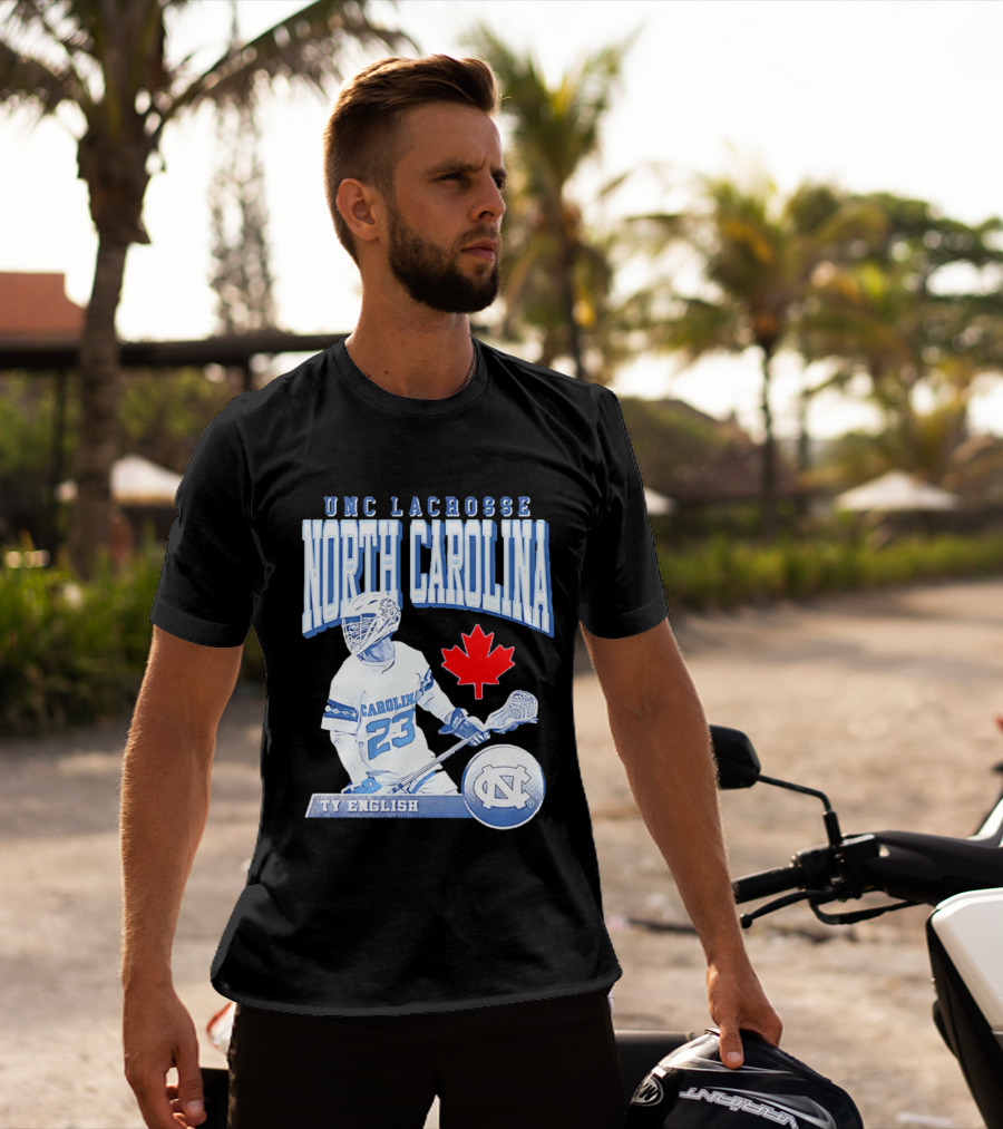 UNC Lacrosse Ty English North Carolina 23 Canadian Maple Leaf T-Shirt